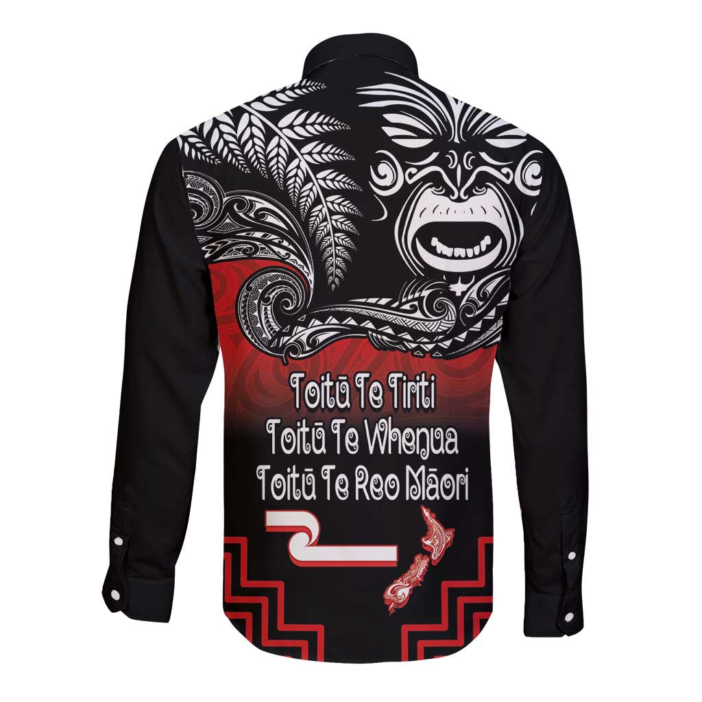 Aotearoa Toitu Te Tiriti Long Sleeve Button Shirt New Zealand Honour the Treaty - Fight Together LT03 - Polynesian Pride
