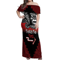 Aotearoa Toitu Te Tiriti Off Shoulder Maxi Dress New Zealand Honour the Treaty - Fight Together LT03 Women Red - Polynesian Pride