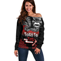 Aotearoa Toitu Te Tiriti Off Shoulder Sweater New Zealand Honour the Treaty - Fight Together LT03 Women Red - Polynesian Pride