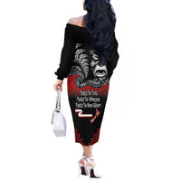 Aotearoa Toitu Te Tiriti Off The Shoulder Long Sleeve Dress New Zealand Honour the Treaty - Fight Together LT03 - Polynesian Pride