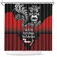 Aotearoa Toitu Te Tiriti Shower Curtain New Zealand Honour the Treaty - Fight Together LT03 Red - Polynesian Pride