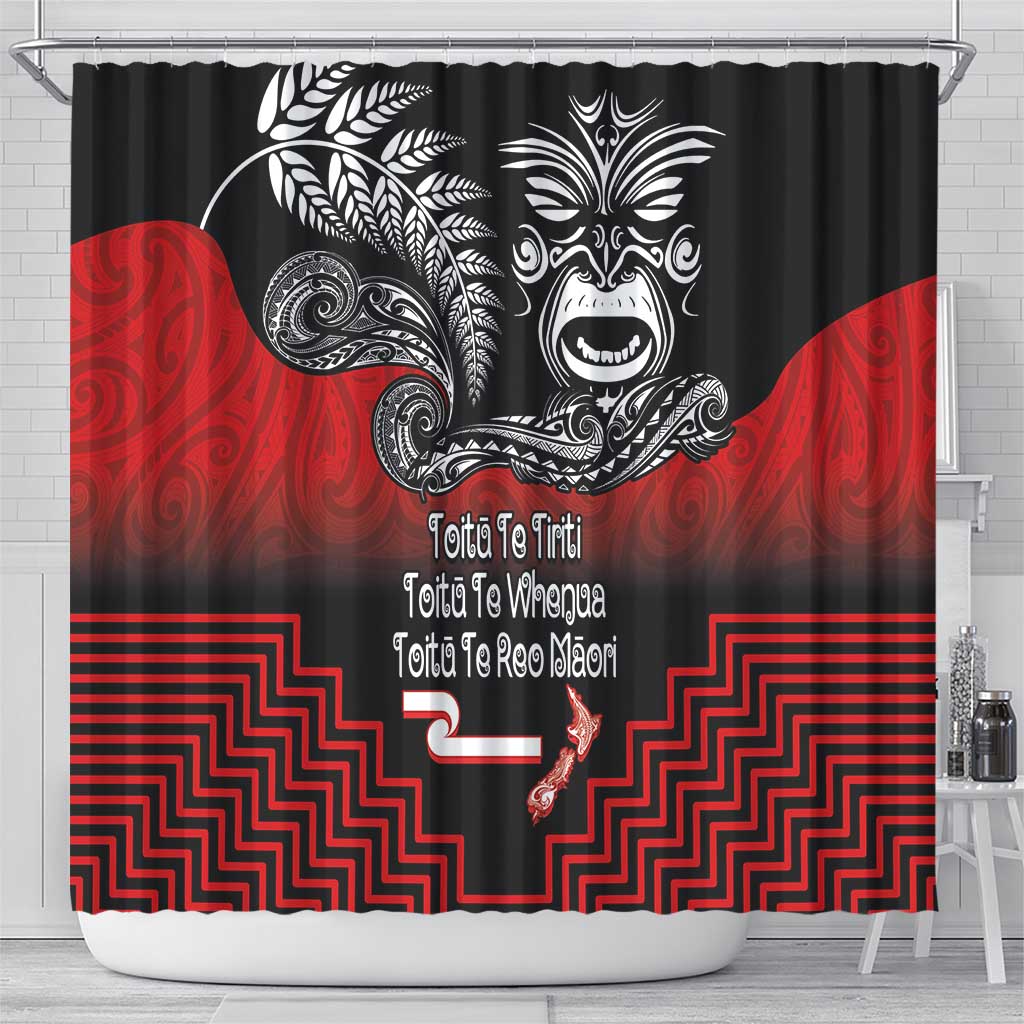 Aotearoa Toitu Te Tiriti Shower Curtain New Zealand Honour the Treaty - Fight Together LT03 - Polynesian Pride
