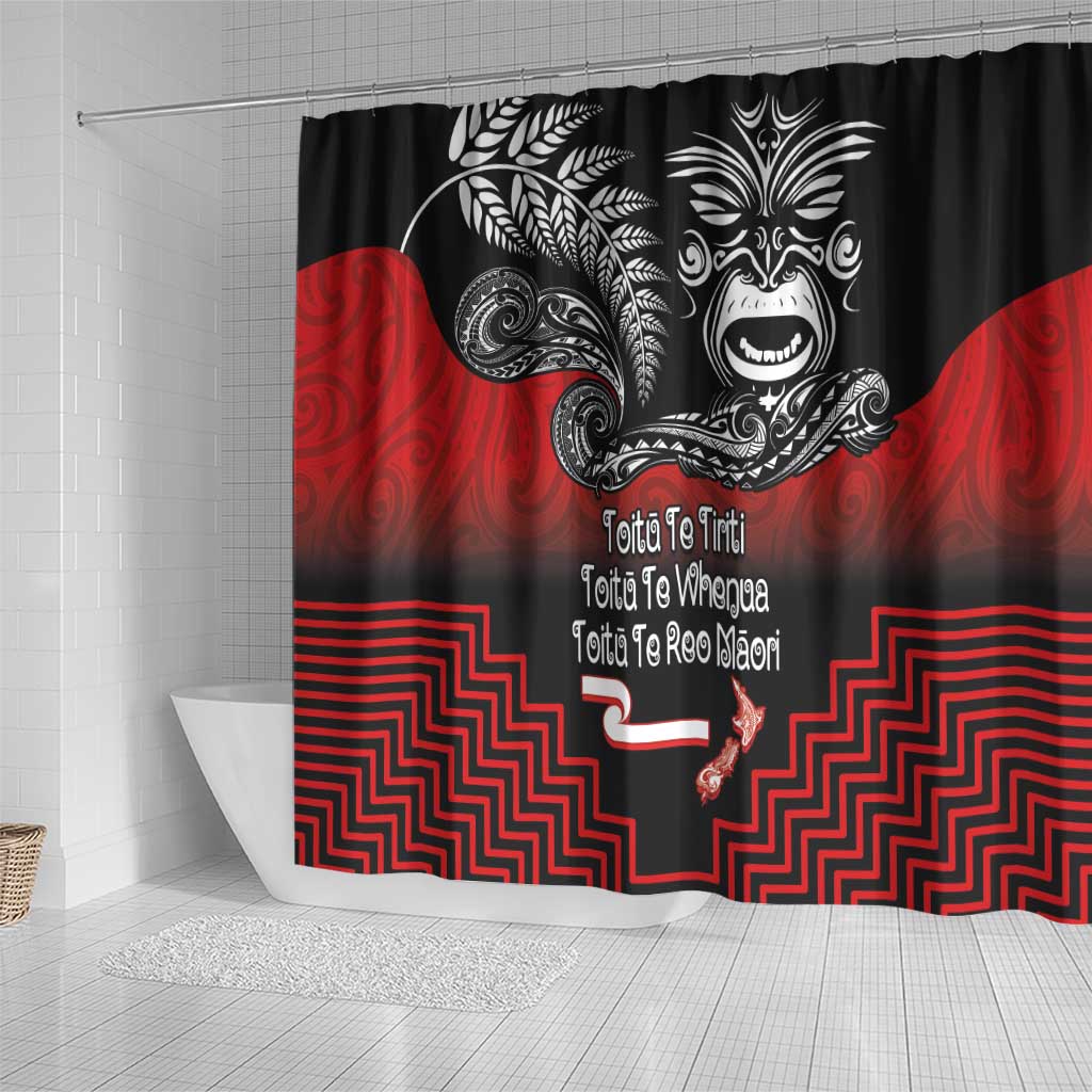 Aotearoa Toitu Te Tiriti Shower Curtain New Zealand Honour the Treaty - Fight Together LT03 - Polynesian Pride