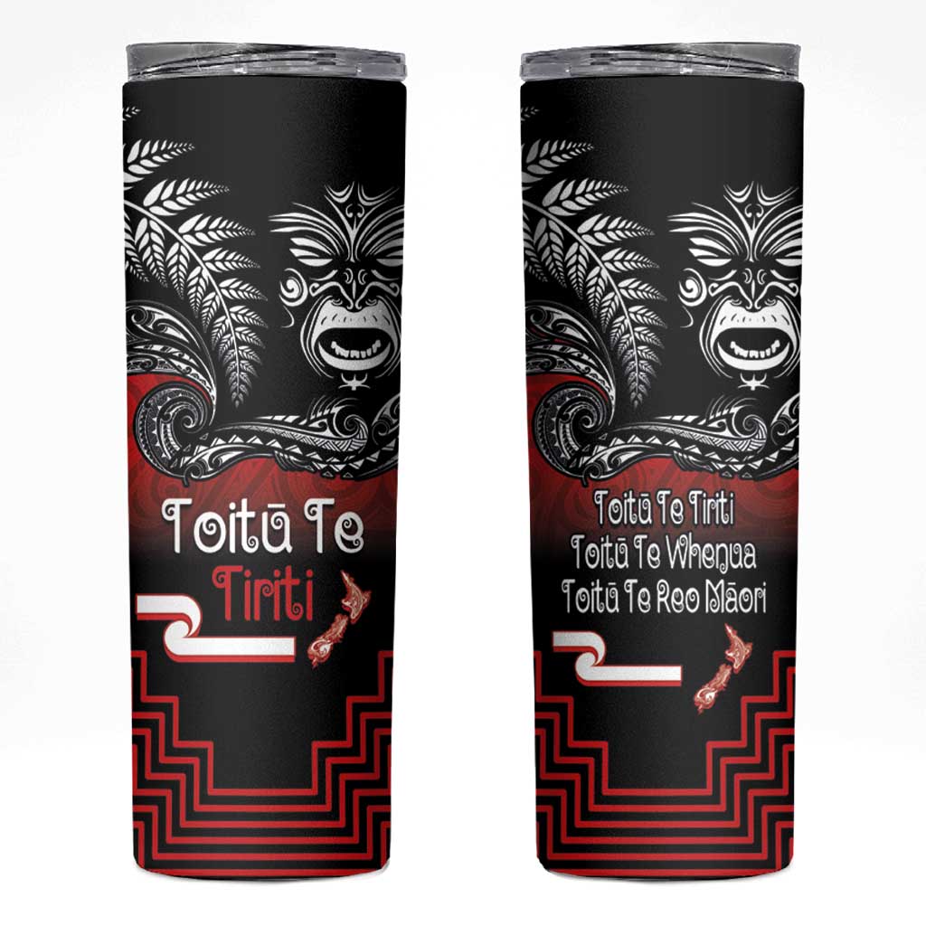 Aotearoa Toitu Te Tiriti Skinny Tumbler New Zealand Honour the Treaty - Fight Together LT03 Red - Polynesian Pride