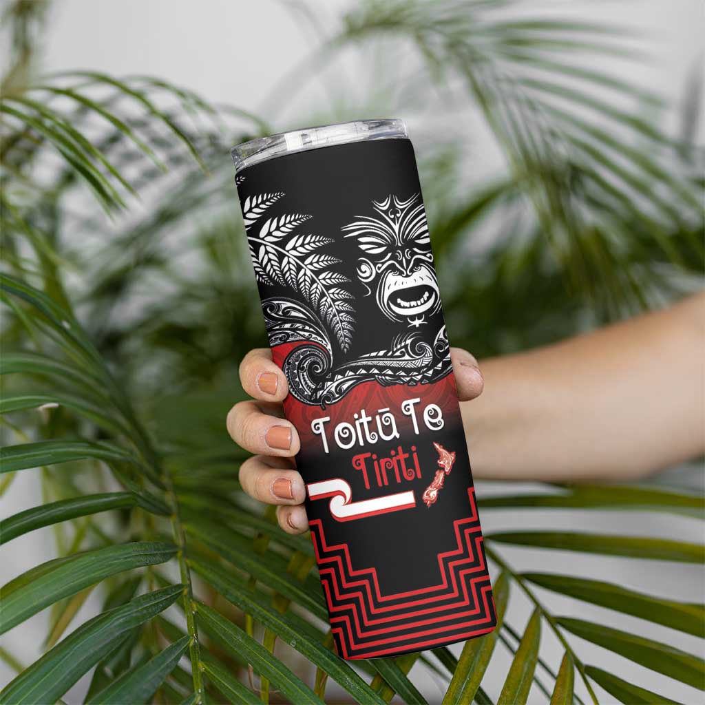 Aotearoa Toitu Te Tiriti Skinny Tumbler New Zealand Honour the Treaty - Fight Together LT03 - Polynesian Pride