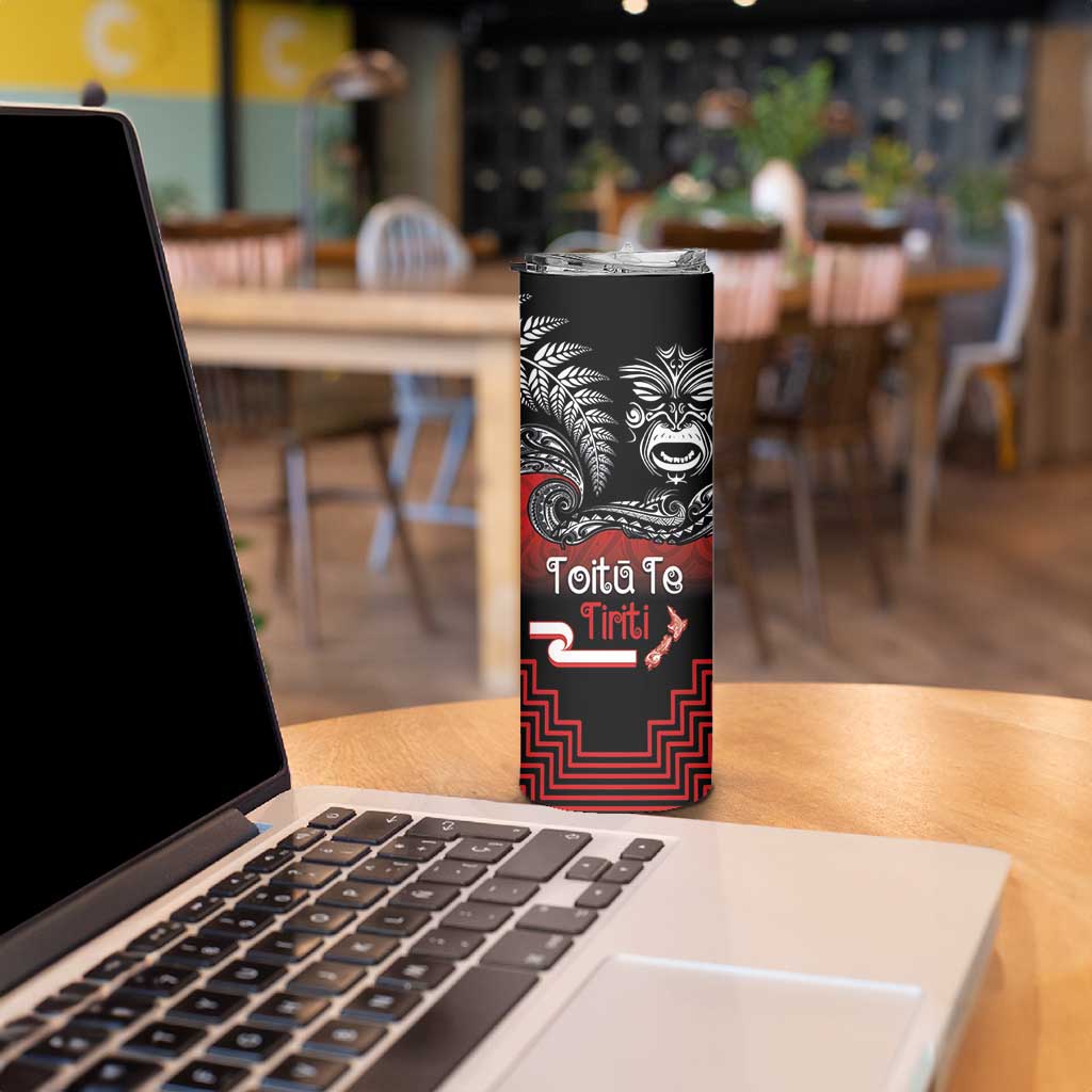Aotearoa Toitu Te Tiriti Skinny Tumbler New Zealand Honour the Treaty - Fight Together LT03 - Polynesian Pride