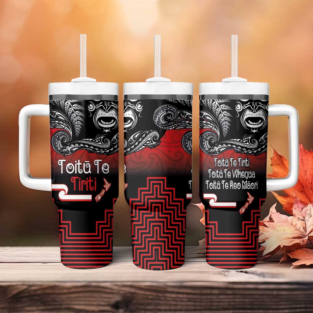 Aotearoa Toitu Te Tiriti Tumbler With Handle New Zealand Honour the Treaty - Fight Together LT03 - Polynesian Pride