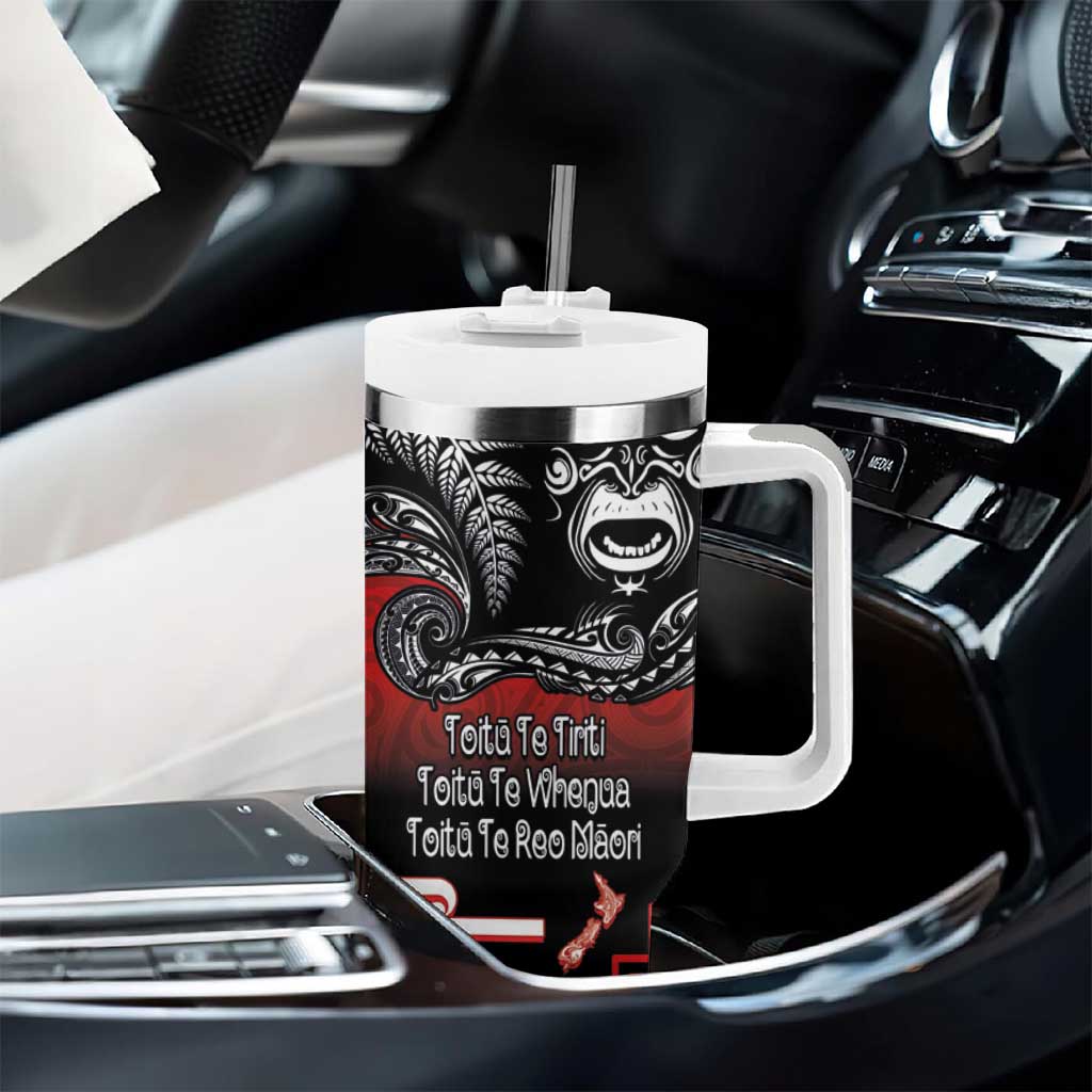 Aotearoa Toitu Te Tiriti Tumbler With Handle New Zealand Honour the Treaty - Fight Together LT03 - Polynesian Pride
