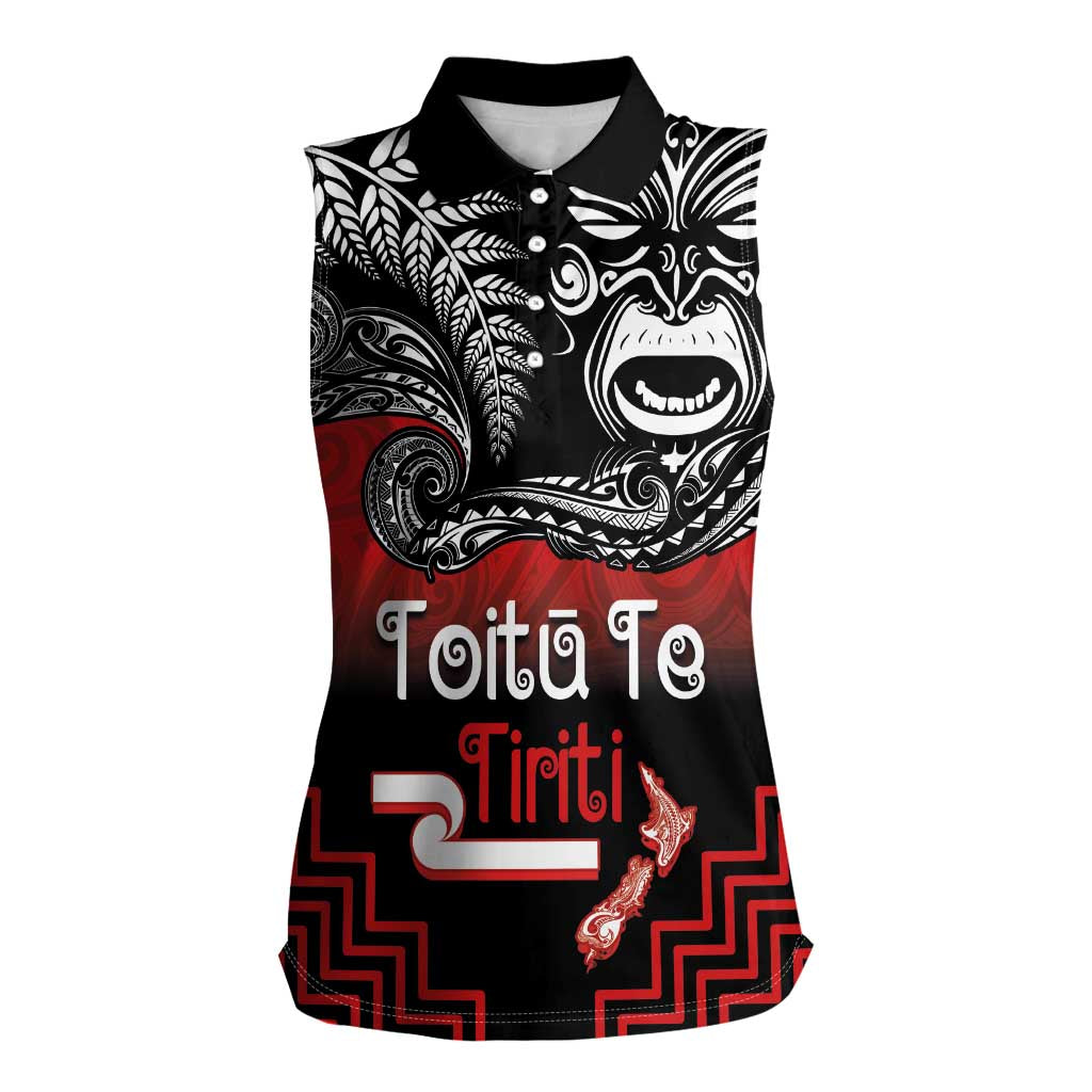 Aotearoa Toitu Te Tiriti Women Sleeveless Polo Shirt New Zealand Honour the Treaty - Fight Together LT03 Female Red - Polynesian Pride