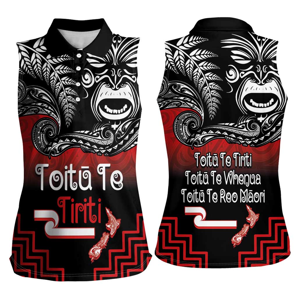Aotearoa Toitu Te Tiriti Women Sleeveless Polo Shirt New Zealand Honour the Treaty - Fight Together LT03 - Polynesian Pride