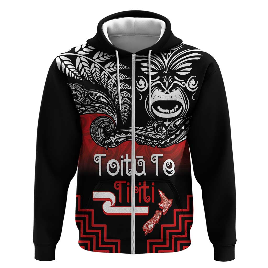 Aotearoa Toitu Te Tiriti Zip Hoodie New Zealand Honour the Treaty - Fight Together LT03 Zip Hoodie Red - Polynesian Pride