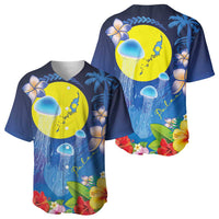 Palau Jellyfish Baseball Jersey Ocean Heritage Tropical Plants - Polynesian Pride