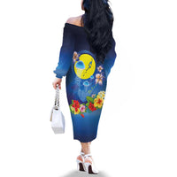 Palau Jellyfish Family Matching Off The Shoulder Long Sleeve Dress and Hawaiian Shirt Ocean Heritage Tropical Plants LT03 - Polynesian Pride
