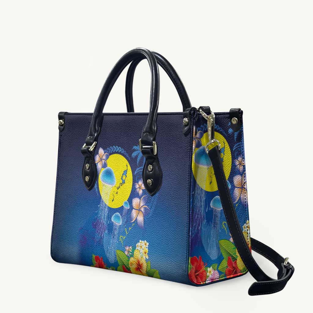 Palau Jellyfish Leather Bag Ocean Heritage Tropical Plants - Polynesian Pride