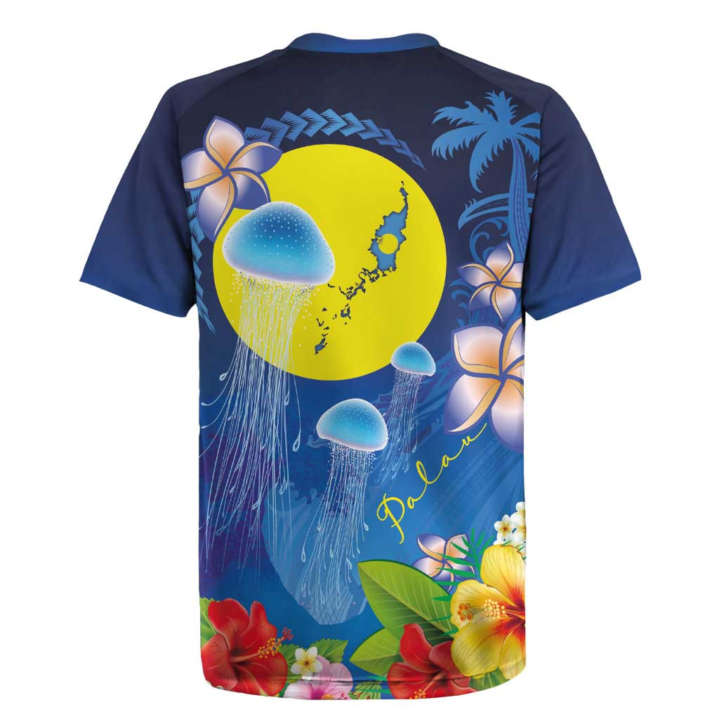 Palau Jellyfish Rugby Jersey Ocean Heritage Tropical Plants - Polynesian Pride