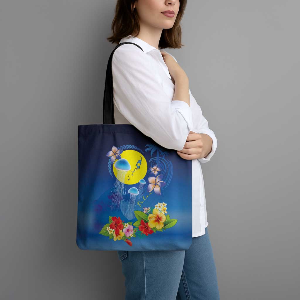 Palau Jellyfish Tote Bag Ocean Heritage Tropical Plants LT03 - Polynesian Pride