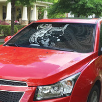 Hawaiian Manta Rays Auto Sun Shade Tribal Hibiscus Polynesian Tattoos Black Color - Polynesian Pride