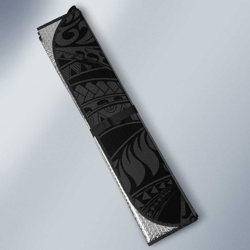 Hawaiian Manta Rays Auto Sun Shade Tribal Hibiscus Polynesian Tattoos Black Color - Polynesian Pride