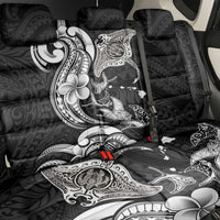 Hawaiian Manta Rays Back Car Seat Cover Tribal Hibiscus Polynesian Tattoos Black Color - Polynesian Pride