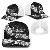 Hawaiian Manta Rays Baseball Net Cap Tribal Hibiscus Polynesian Tattoos Black Color - Polynesian Pride