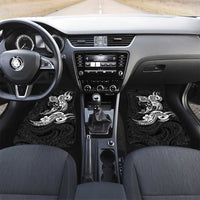 Hawaiian Manta Rays Car Mats Tribal Hibiscus Polynesian Tattoos Black Color LT03 Set 2pcs - Front Black - Polynesian Pride
