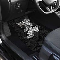 Hawaiian Manta Rays Car Mats Tribal Hibiscus Polynesian Tattoos Black Color LT03 - Polynesian Pride