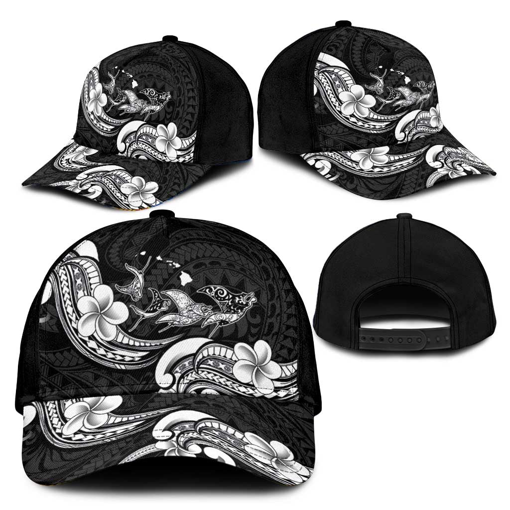 Hawaiian Manta Rays Classic Cap Tribal Hibiscus Polynesian Tattoos Black Color - Polynesian Pride