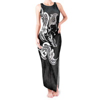 Hawaiian Manta Rays Tank Maxi Dress Tribal Hibiscus Polynesian Tattoos Black Color LT03 Women Black - Polynesian Pride