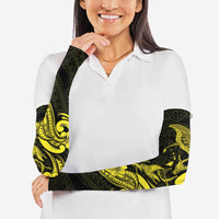 Hawaiian Manta Rays Arm Sleeves Tribal Hibiscus Polynesian Tattoos Yellow Color - Polynesian Pride