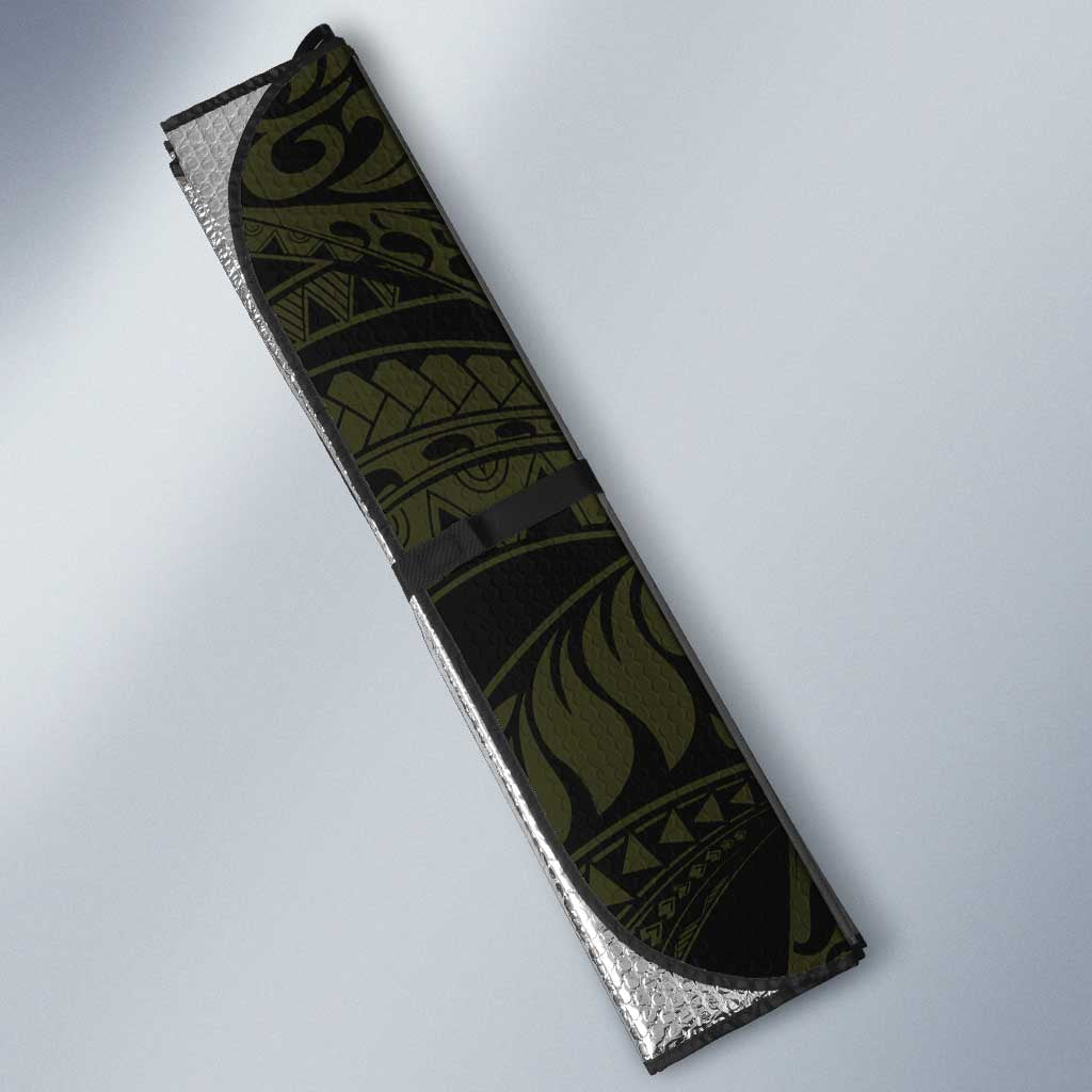 Hawaiian Manta Rays Auto Sun Shade Tribal Hibiscus Polynesian Tattoos Yellow Color - Polynesian Pride
