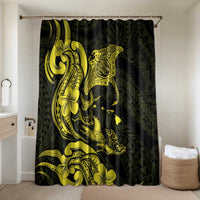 Hawaiian Manta Rays Bathroom Set Tribal Hibiscus Polynesian Tattoos Yellow Color LT03 Shower Curtain Only Yellow - Polynesian Pride
