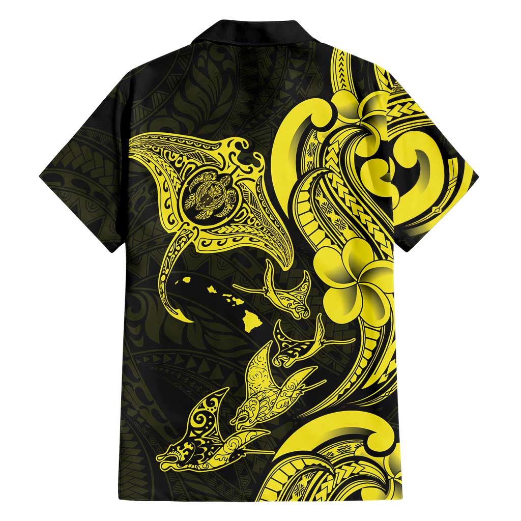 Hawaiian Manta Rays Family Matching Puletasi and Hawaiian Shirt Tribal Hibiscus Polynesian Tattoos Yellow Color LT03 - Polynesian Pride