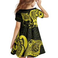 Hawaiian Manta Rays Family Matching Tank Maxi Dress and Hawaiian Shirt Tribal Hibiscus Polynesian Tattoos Yellow Color LT03 - Polynesian Pride
