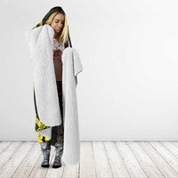Hawaiian Manta Rays Hooded Blanket Tribal Hibiscus Polynesian Tattoos Yellow Color - Polynesian Pride