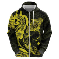 Hawaiian Manta Rays Hoodie Tribal Hibiscus Polynesian Tattoos Yellow Color LT03 - Polynesian Pride