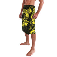 Hawaiian Manta Rays Lavalava Tribal Hibiscus Polynesian Tattoos Yellow Color LT03 - Polynesian Pride