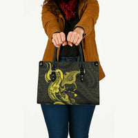 Hawaiian Manta Rays Leather Bag Tribal Hibiscus Polynesian Tattoos Yellow Color LT03 - Polynesian Pride