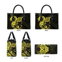 Hawaiian Manta Rays Leather Bag Tribal Hibiscus Polynesian Tattoos Yellow Color LT03 - Polynesian Pride