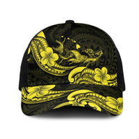 Hawaiian Manta Rays Mesh Trucker Cap Tribal Hibiscus Polynesian Tattoos Yellow Color LT03 One Size Black Yellow - Polynesian Pride