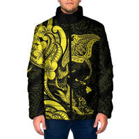 Hawaiian Manta Rays Padded Jacket Tribal Hibiscus Polynesian Tattoos Yellow Color LT03 Men Yellow - Polynesian Pride