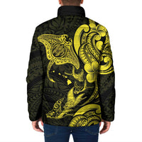 Hawaiian Manta Rays Padded Jacket Tribal Hibiscus Polynesian Tattoos Yellow Color LT03 - Polynesian Pride