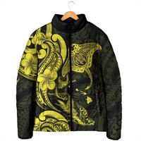 Hawaiian Manta Rays Padded Jacket Tribal Hibiscus Polynesian Tattoos Yellow Color LT03 - Polynesian Pride