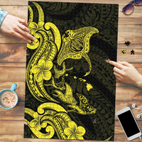 Hawaiian Manta Rays Puzzle Tribal Hibiscus Polynesian Tattoos Yellow Color LT03 Yellow - Polynesian Pride