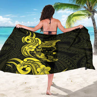 Hawaiian Manta Rays Sarong Tribal Hibiscus Polynesian Tattoos Yellow Color LT03 - Polynesian Pride