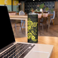 Hawaiian Manta Rays Skinny Tumbler Tribal Hibiscus Polynesian Tattoos Yellow Color - Polynesian Pride