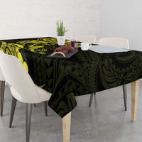 Hawaiian Manta Rays Tablecloth Tribal Hibiscus Polynesian Tattoos Yellow Color - Polynesian Pride