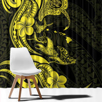 Hawaiian Manta Rays Window Curtain Tribal Hibiscus Polynesian Tattoos Yellow Color LT03 - Polynesian Pride