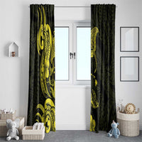 Hawaiian Manta Rays Window Curtain Tribal Hibiscus Polynesian Tattoos Yellow Color LT03 - Polynesian Pride