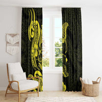 Hawaiian Manta Rays Window Curtain Tribal Hibiscus Polynesian Tattoos Yellow Color LT03 - Polynesian Pride