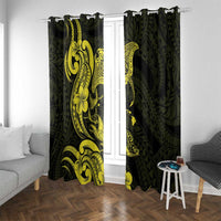 Hawaiian Manta Rays Window Curtain Tribal Hibiscus Polynesian Tattoos Yellow Color LT03 With Grommets Yellow - Polynesian Pride